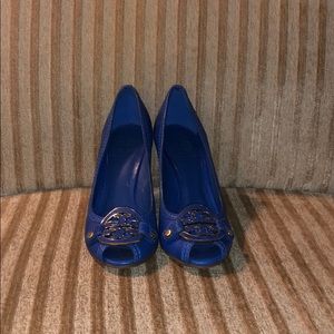 Tory Burch blue wedges